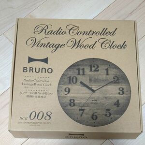 ★未使用★ブルーノ 電波ビンテージウッドクロック BCR008-BR（ブラウン）BRUNO 掛け時計
