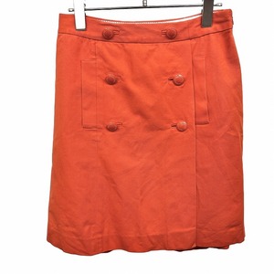 ブルックスブラザーズ BROOKS BROTHERS チノスカート 巻きスカート風 台形 裏地付き 飾りボタン 綿×ポリウレタン 0 オレンジ レディース