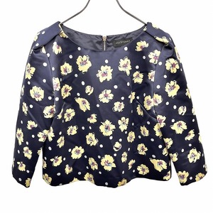  Jill Stuart floral print no color tops lining attaching jacket back fastener 7 minute sleeve poly- 100% M navy navy blue × yellow × purple × blue lady's 