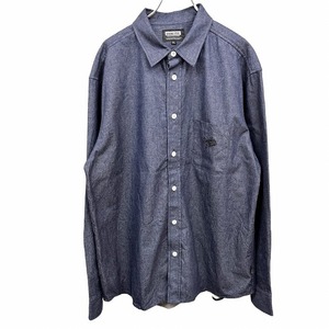 ダブルスティール DOUBLE STEAL デニムシャツ 前立て裏にバティック柄 ポケットにロゴ刺繍 長袖 日本製 綿100% LL XL ブルー 青 メンズ