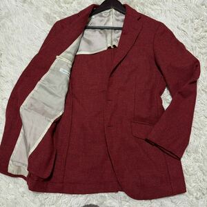 《希少カラー》SartoriaRing サルトリアリング リングヂャケット 赤 ボルドー 46 M相当 ツィード感 背抜き 春夏 3ボタン 希少色 