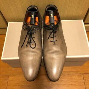 正規 SANTONI サントーニ イタリア製 伊製 プレーントゥ レザー ドレスシューズ グラデーション グレージュ 6