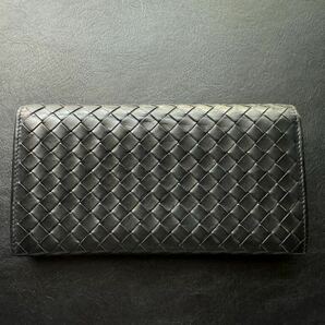 BOTTEGA VENETA ボッテガヴェネタ 長財布 レザー イントレチャート 本革 ブラック 黒 美品の画像3