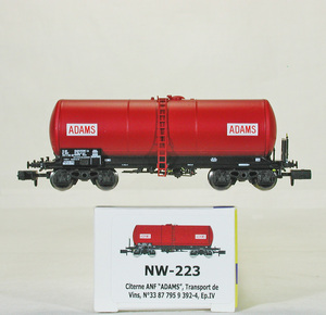 REE MODELES #NW-223 ＳＮＣＦ （フランス国鉄） ボギータンク車 ワイン積　ＡＤＡＭＳ　（レッド）