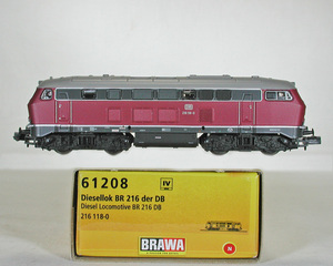 BRAWA #61208 ＤＢ （旧西ドイツ国鉄） ＢＲ２１６型ディーゼル機関車　ＤＢ角ロゴ　（ワインレッド）