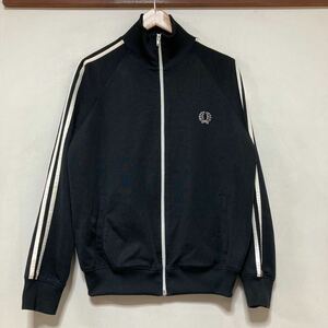 こ1395 FRED PERRY フレッドペリー 80'sビンテージ トラックジャケット トラックトップ ジャージ S ヒットユニオン ブラック ポルトガル製