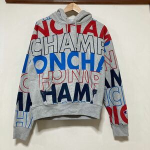 こ1399 Champion REVERSE WEAVE チャンピオン リバースウィーブ 総柄 プルオーバー スウェットパーカー HOODIE フーディー M グレー