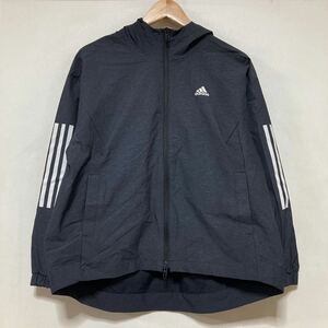 さ1302 adidas AEROREADY アディダスエアロレディ ウインドブレーカー ウインドジャケット M レディース ストレッチ ダークグレー