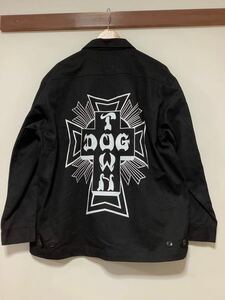 く1354 DOG TOWN ドッグタウン ジャケット ブルゾン F ブラック ビッグロゴ ストリート 日本製 オールド 