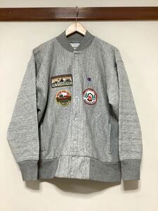 く1355 Champion REVERSE WEAVE チャンピオン スウェットスタジャン M 裏トリコット 霜降りグレー ワッペン付き 裏起毛 メンズ