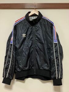 さ1323 adidas DESCENTE ビンテージ アディダス 90's ナイロンジャケット O ブラック トリコロールライン デサント社 ADS-8165S 裏メッシュ