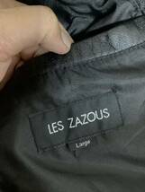 け1315 LES ZAZOUS レス ザズー レザージャケット ジップアップ L ブラック 牛革 カウレザー_画像3