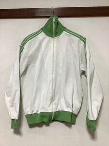 こ1367 西ドイツ製 adidas アディダス 70's ビンテージ ジャージ トラックジャケット ３号 ホワイト/ライトグリーン 