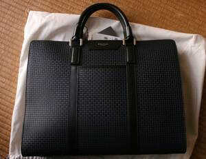  unused Italy SERAPIAN MILANO Sera Piaa nSTEPAN made CITY briefcase OCEAN BLUE/BLACK domestic regular imported goods regular price 157,300 jpy 