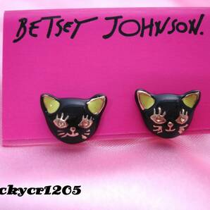 新品本物★アメリカブランド BETSEY JOHNSON【ベッツィ ジョンソン】黒猫 ねこ かわいい ブラック ピアス ★送料無料