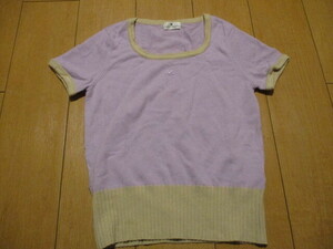 Courreges(クレージュ) 　トップス　9R　セーター　パープルｘベージュ