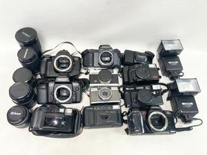 管理番号1 カメラまとめ売り　【ジャンク】　Canon Nikon OLYMPUS ストロボ　レンズ　MINOLTA フィルムカメラ 金属　