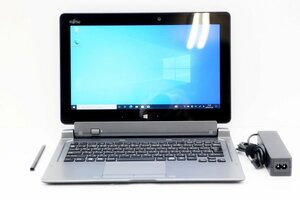 【JUNK】 富士通 ARROWS Tab Q665/M Windows 10 Pro 64bit OS起動確認のみ ACアダプタ スリムキーボード付属 タブレットPC 【tkj-02361】