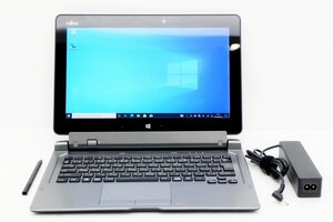 【JUNK】 富士通 ARROWS Tab Q665/M Windows 10 Pro 64bit OS起動確認のみ ACアダプタ スリムキーボード付属 タブレットPC 【tkj-02362】