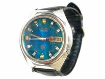 稼働 SEIKO adovan セイコー アドバン 自動巻き 腕時計 デイデイト ブルーグリーン文字盤 カットガラス 7019-7290_画像2