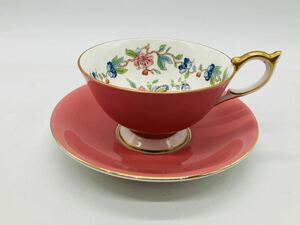 2m46 必見 ! エインズレイ AYNSLEY ピンク 青い鳥 金彩 洋食器 カップ&ソーサー テーブルウェア 洋食器 中古品 現状品 !