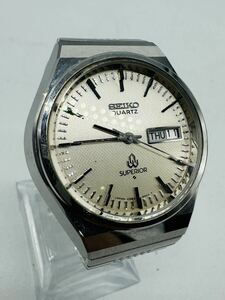 3h16必見! 中古品 SEIKO セイコーSUPERIOR スーペリア 4883-8001 3針 デイデイト シルバーカラー ラウンド クォーツ 腕時計 電池切れ