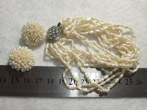 綺麗!真珠ブレスレット&イヤリング!人気の白系淡水パールwaterpearl bracelet在庫未使用品処分!　色々まとめ取引同梱可能ですA2
