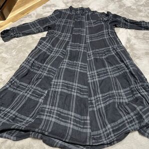 チェックワンピース チャック ロングワンピース ワンピース Lサイズ相当