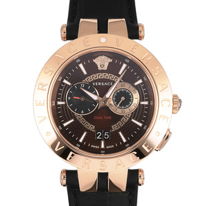 Versace Versace v Race Dual Time Vebv00722 Brown Dial New Watch Men's