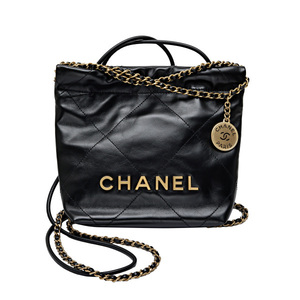  Chanel CHANEL Chanel 22 Mini ручная сумочка Mini цепь кожа черный желтое золото металлические принадлежности не использовался сумка женский 
