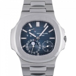  Patek * Philip PATEK PHILIPPE Nautilus power reserve moon phase 5712/1A-001 black * blue face used wristwatch men's 