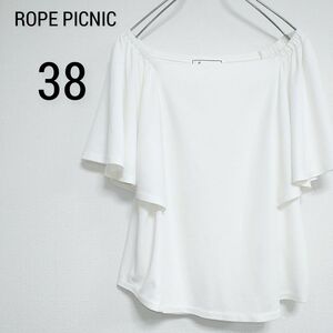 【ROPE' PICNIC　ロペピクニック】フレアスリーブ　カットソー　白　ホワイト　38　フレア袖　レディース　プルオーバー