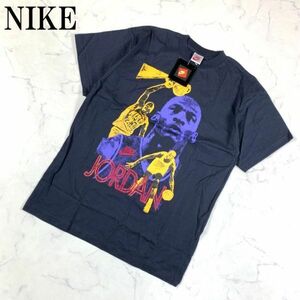 LA941 新品タグ付き 90s 銀タグ ナイキ 半袖Tシャツ プリント 黒 NIKE ブラック JORDAN ジョーダン L