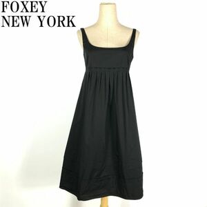 LA804 フォクシーニューヨーク 肩紐フレアワンピース 黒ブラックFOXEY NEW YORK タック入り 40