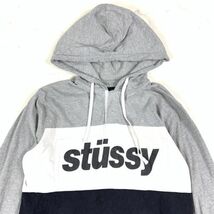 LA828 ステューシー フード付き長袖カットソー グレー マルチカラー STUSSY 綿コットン100％ L_画像2