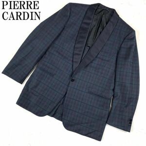 LA832 ピエールカルダン タキシードジャケット 濃紺×深緑 チェック柄PIERRE CARDIN フォーマルジャケット ネーム刺入り 裏地あり