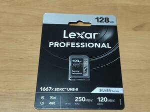 [Новый неокрытый] Lexar Professional 1667X LSD128CB1667 SD Card 128GB SDXC Class10 UHS-II U3 ​​V60 R: 250 МБ/с W: 120 МБ/с за рубежом.