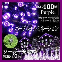 イルミネーションソーラーライト LED 10ｍ パープル_画像1