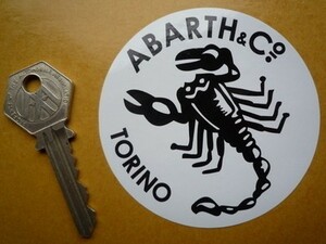 ◆送料無料◆ Abarth & Co Torino アバルト Black & White 77mm 海外 ステッカー