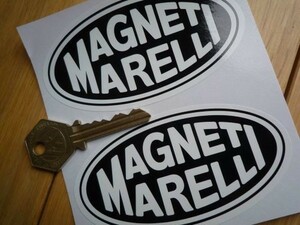 ◆送料無料◆ 海外 Magneti Marelli Black & White Oval マニエッティ・マレリ 105mm 2枚セット ステッカー