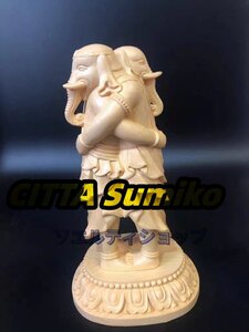 仏教美術 木彫仏像 精密細工 歓喜天像 立像 総檜材 高さ18cm