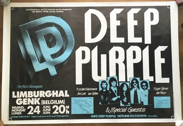 DEEP PURPLE 1985/6/24 LIMBURGHAL ベルギー製　71㎝×104㎝