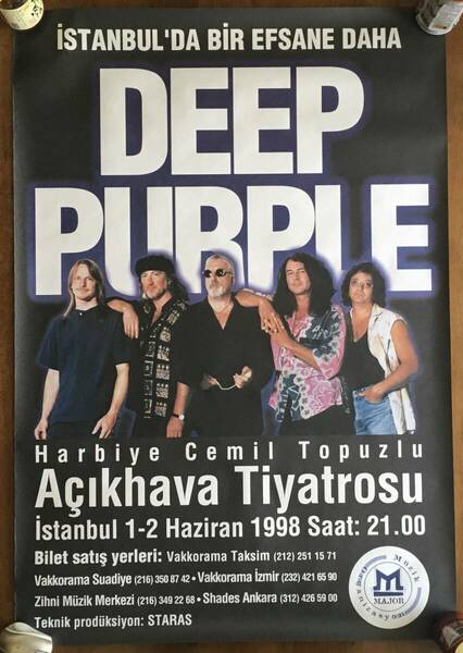 DEEP PURPLE ポスター 1998/6/1 ACIKHAVA TIYATROSU トルコ製　98㎝×68㎝