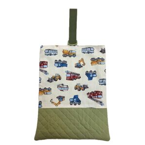 【2024新作】ハンドメイド 働く車の上履き入れ 働く車 乗り物 シューズケース 入園グッズ 通園通学 上履き入れ