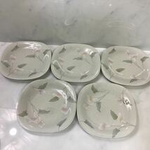 MIKASA ミカサ　洋皿　角皿　トースト皿　5枚セット　花柄（W-88）_画像1
