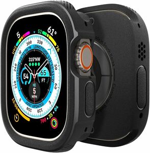 Caseology (2022年型) Apple Watch Ultra 用 ケース 49mm サンドストーン TPU 柔軟性 耐久性 保護力 干渉なし マットブラック