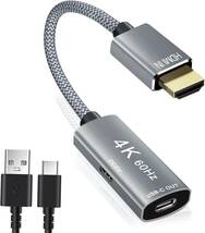 USB Type-C to HDMI変換アダプター4K 60Hz、Micro USB電源ケーブル付き、hunderbolt 3互換 タイプｃHDMI 変換ケーブル新型MacBook_画像1