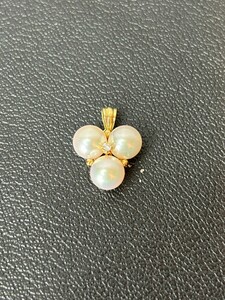 ◇ MIKIMOTO ミキモト ネックレストップ K18 ゴールド ダイヤモンド付き 真珠