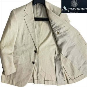 J4053 美品 アクアスキュータム シルクカシミヤ テーラードジャケット ベージュ 90A4 Aquascutum