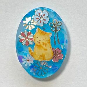 レジンアクセサリー　ねこ　春　花［429］ヘアゴム　金具変更可